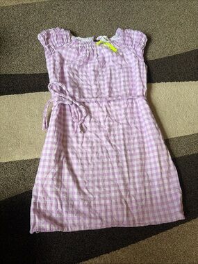 Crewcuts Factory J Crew Short Sleeve Plaid Dress Size 10 Purple Summer
